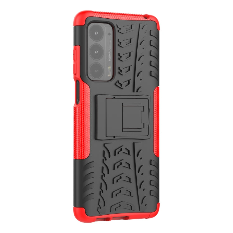 For Motorola Edge (2021) Tire Texture Shockproof TPU+PC Protective Case with Holder