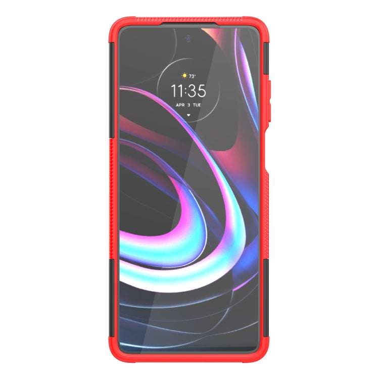 For Motorola Edge (2021) Tire Texture Shockproof TPU+PC Protective Case with Holder