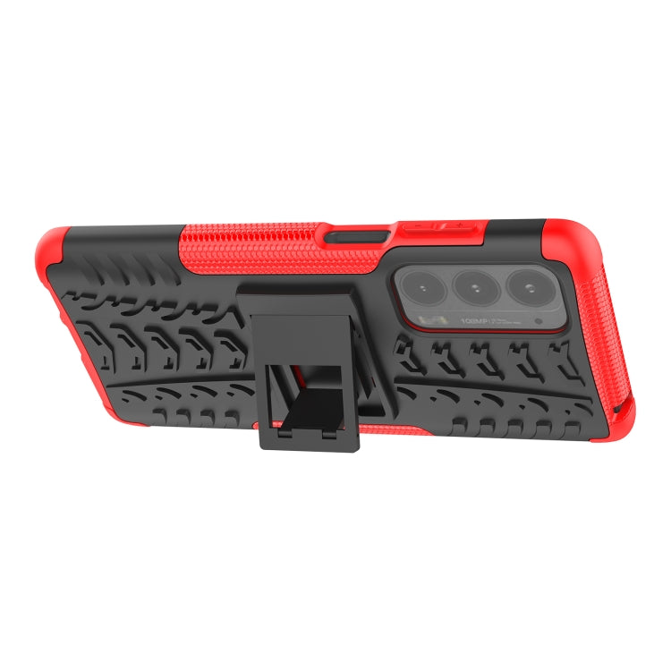 For Motorola Edge (2021) Tire Texture Shockproof TPU+PC Protective Case with Holder