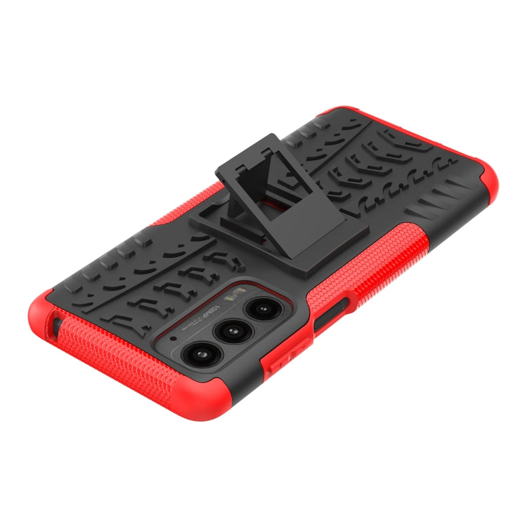 For Motorola Edge (2021) Tire Texture Shockproof TPU+PC Protective Case with Holder