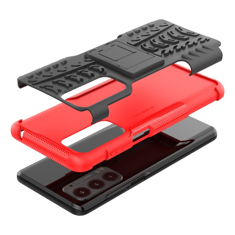 For Motorola Edge (2021) Tire Texture Shockproof TPU+PC Protective Case with Holder