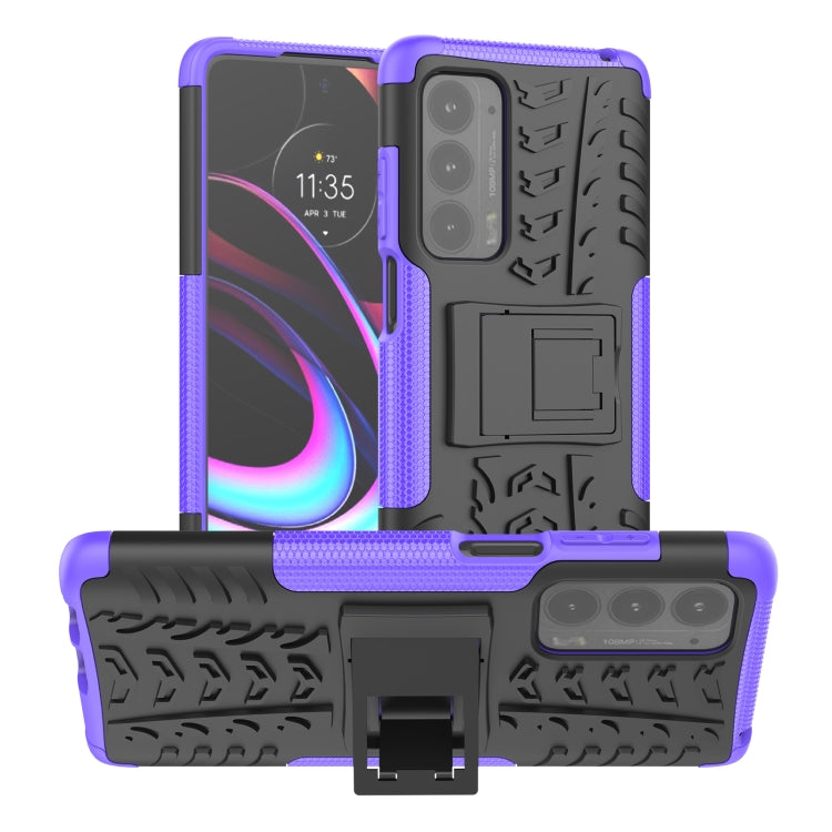 For Motorola Edge (2021) Tire Texture Shockproof TPU+PC Protective Case with Holder