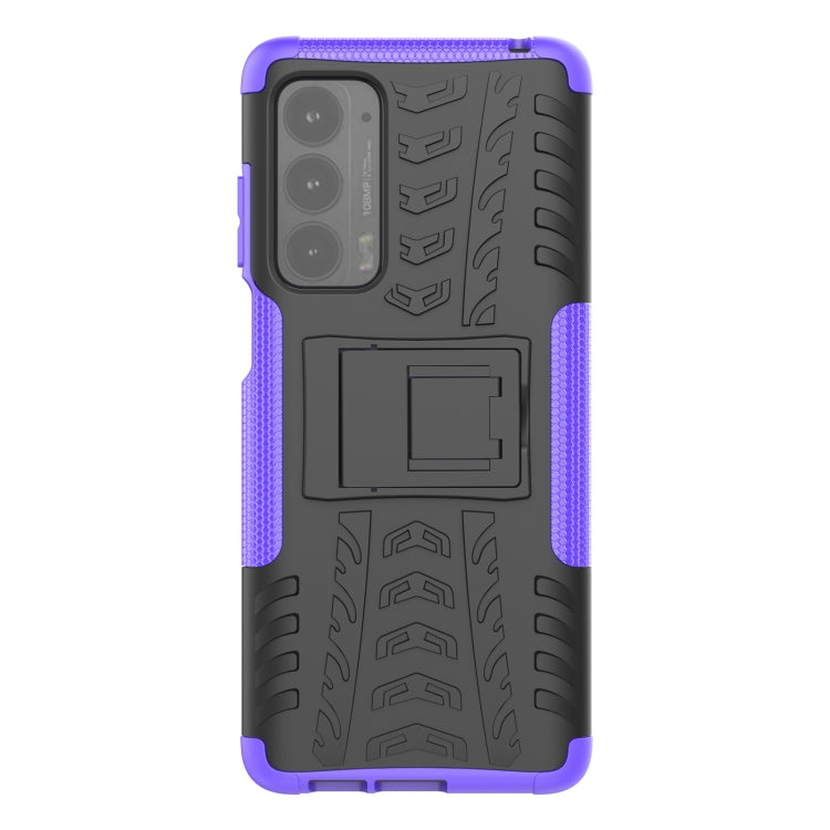 For Motorola Edge (2021) Tire Texture Shockproof TPU+PC Protective Case with Holder