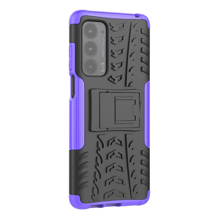 For Motorola Edge (2021) Tire Texture Shockproof TPU+PC Protective Case with Holder