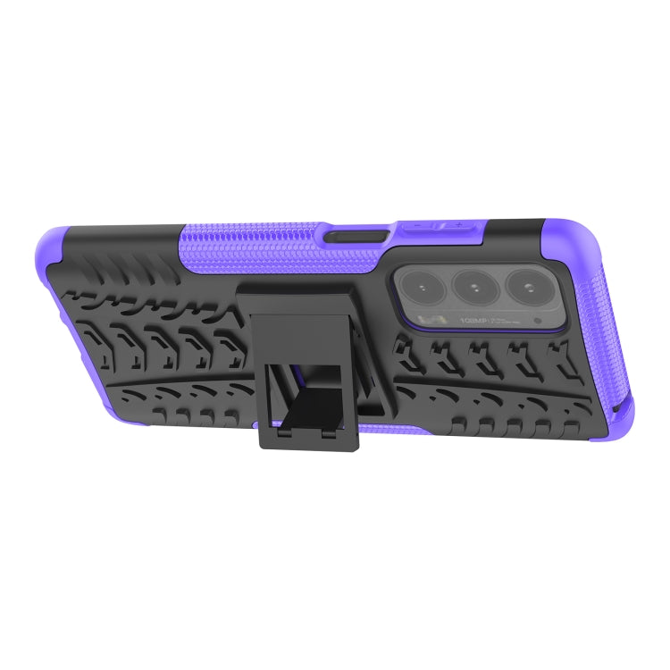 For Motorola Edge (2021) Tire Texture Shockproof TPU+PC Protective Case with Holder