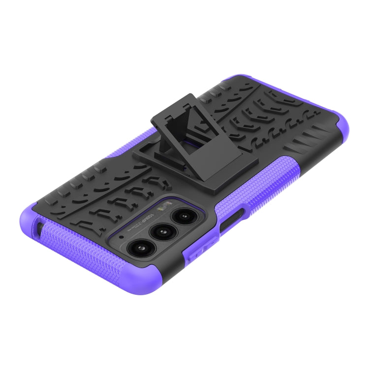 For Motorola Edge (2021) Tire Texture Shockproof TPU+PC Protective Case with Holder