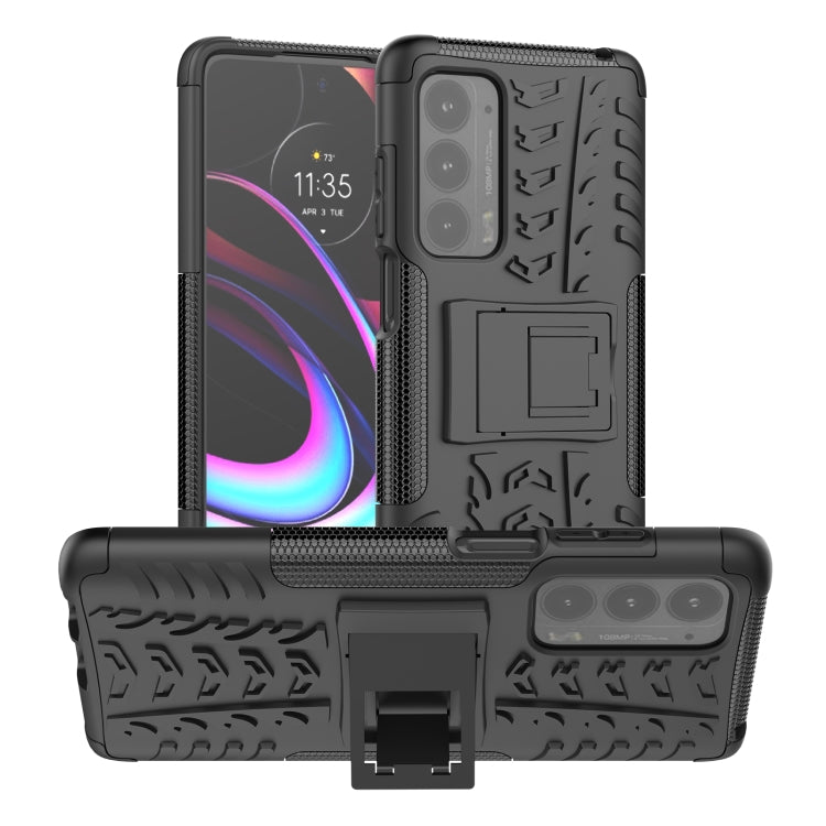 For Motorola Edge (2021) Tire Texture Shockproof TPU+PC Protective Case with Holder