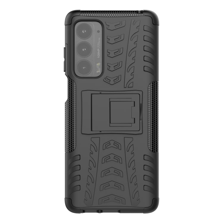 For Motorola Edge (2021) Tire Texture Shockproof TPU+PC Protective Case with Holder