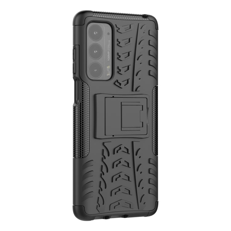 For Motorola Edge (2021) Tire Texture Shockproof TPU+PC Protective Case with Holder