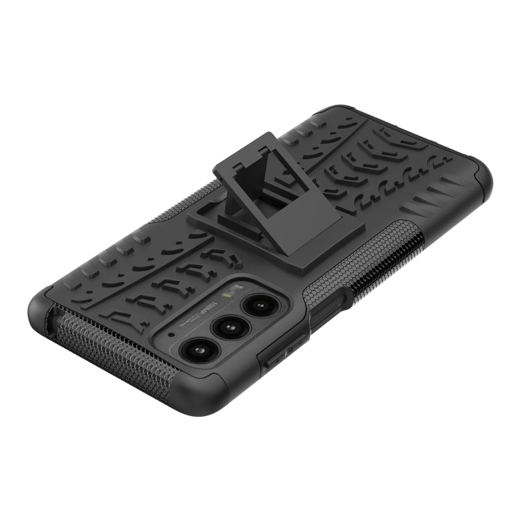 For Motorola Edge (2021) Tire Texture Shockproof TPU+PC Protective Case with Holder