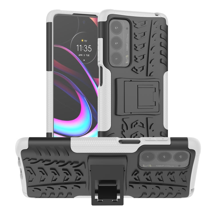 For Motorola Edge (2021) Tire Texture Shockproof TPU+PC Protective Case with Holder