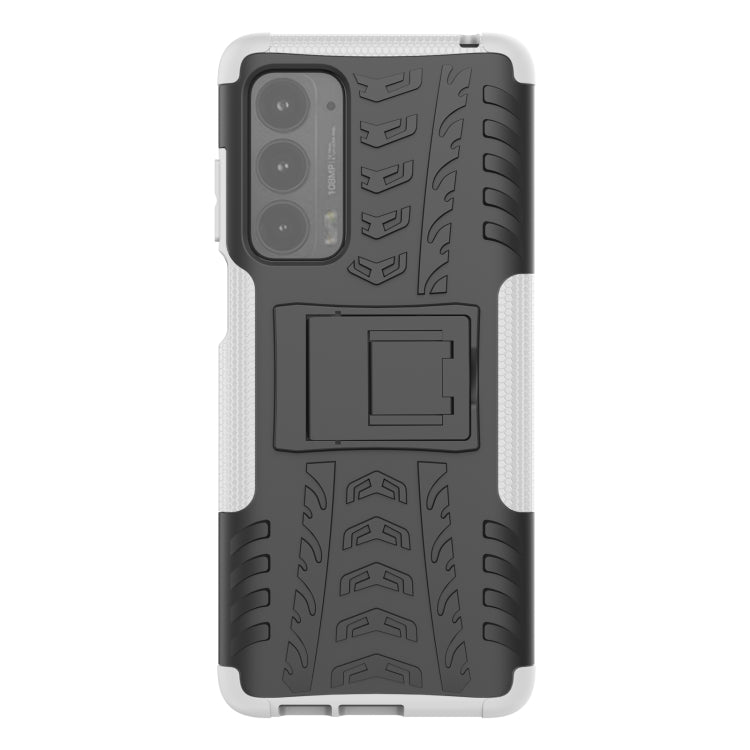 For Motorola Edge (2021) Tire Texture Shockproof TPU+PC Protective Case with Holder