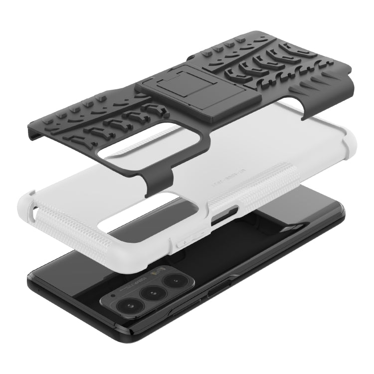For Motorola Edge (2021) Tire Texture Shockproof TPU+PC Protective Case with Holder