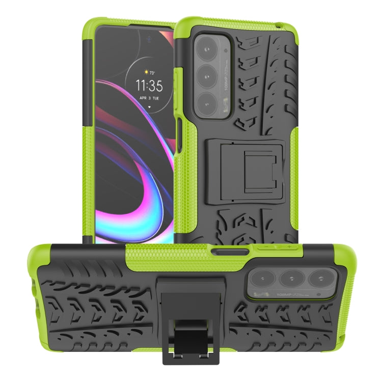 For Motorola Edge (2021) Tire Texture Shockproof TPU+PC Protective Case with Holder