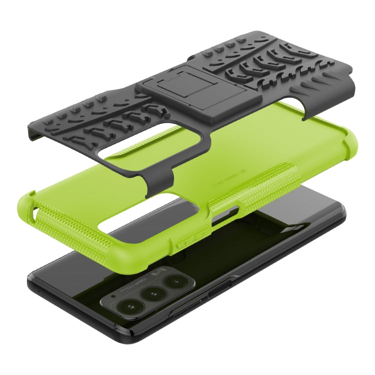 For Motorola Edge (2021) Tire Texture Shockproof TPU+PC Protective Case with Holder