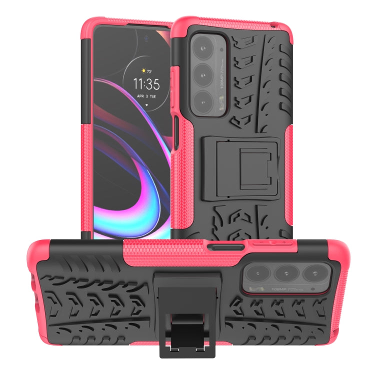 For Motorola Edge (2021) Tire Texture Shockproof TPU+PC Protective Case with Holder