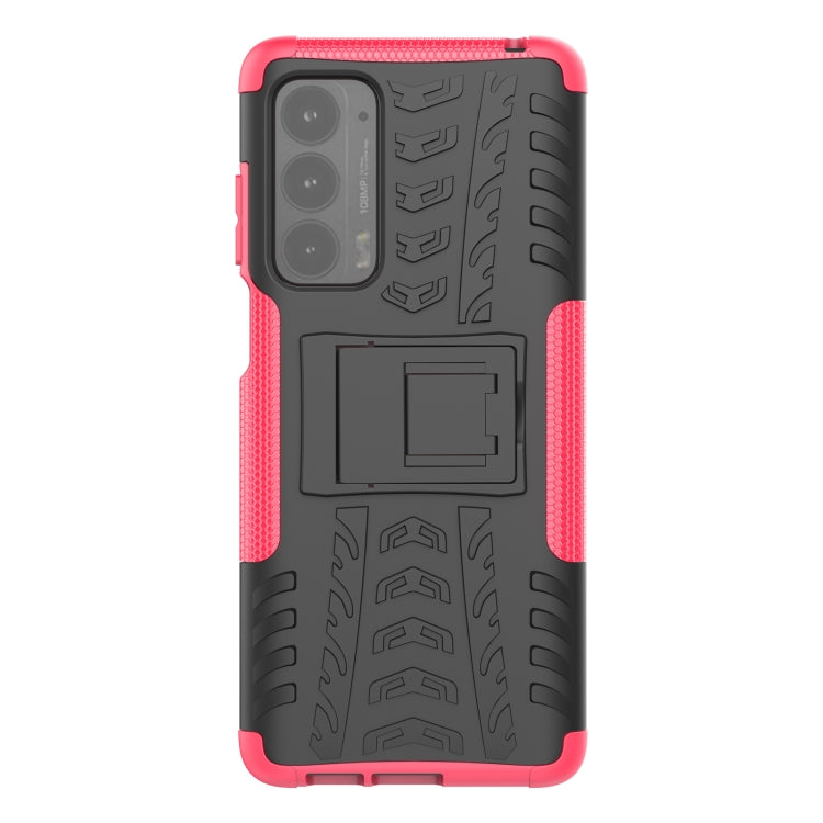 For Motorola Edge (2021) Tire Texture Shockproof TPU+PC Protective Case with Holder