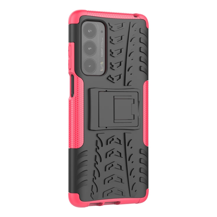 For Motorola Edge (2021) Tire Texture Shockproof TPU+PC Protective Case with Holder