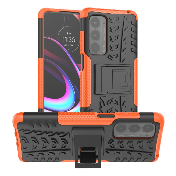 For Motorola Edge (2021) Tire Texture Shockproof TPU+PC Protective Case with Holder