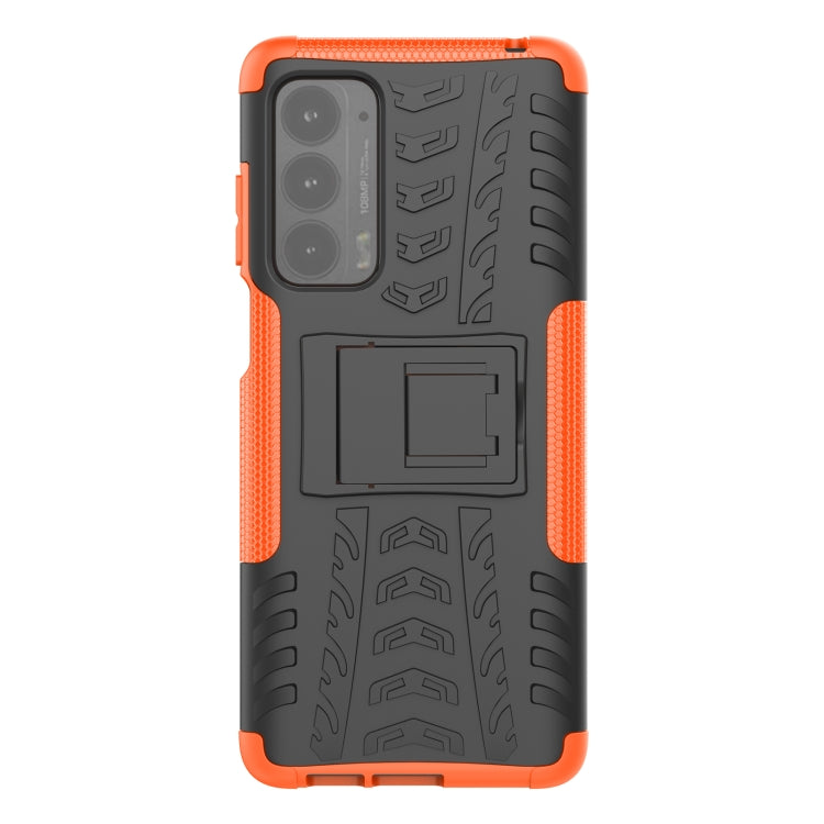 For Motorola Edge (2021) Tire Texture Shockproof TPU+PC Protective Case with Holder
