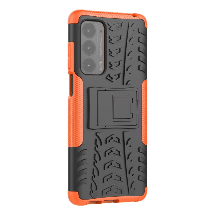 For Motorola Edge (2021) Tire Texture Shockproof TPU+PC Protective Case with Holder