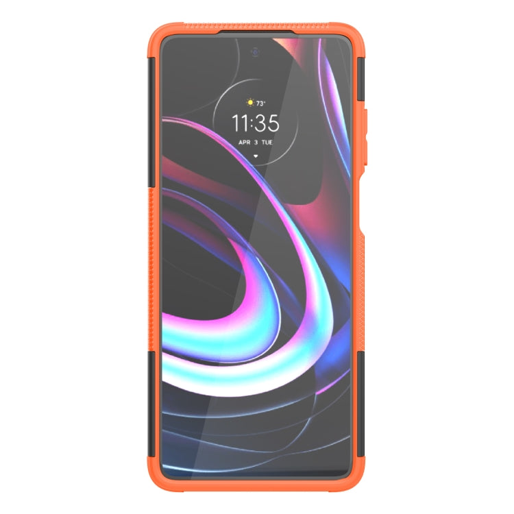 For Motorola Edge (2021) Tire Texture Shockproof TPU+PC Protective Case with Holder