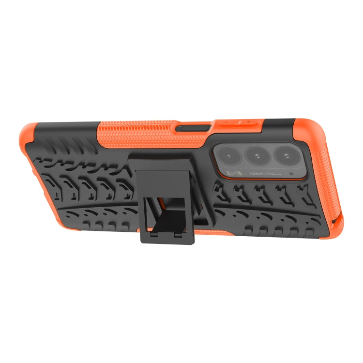 For Motorola Edge (2021) Tire Texture Shockproof TPU+PC Protective Case with Holder