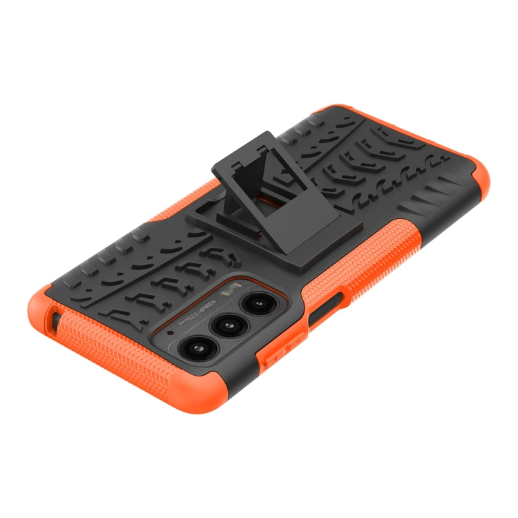 For Motorola Edge (2021) Tire Texture Shockproof TPU+PC Protective Case with Holder