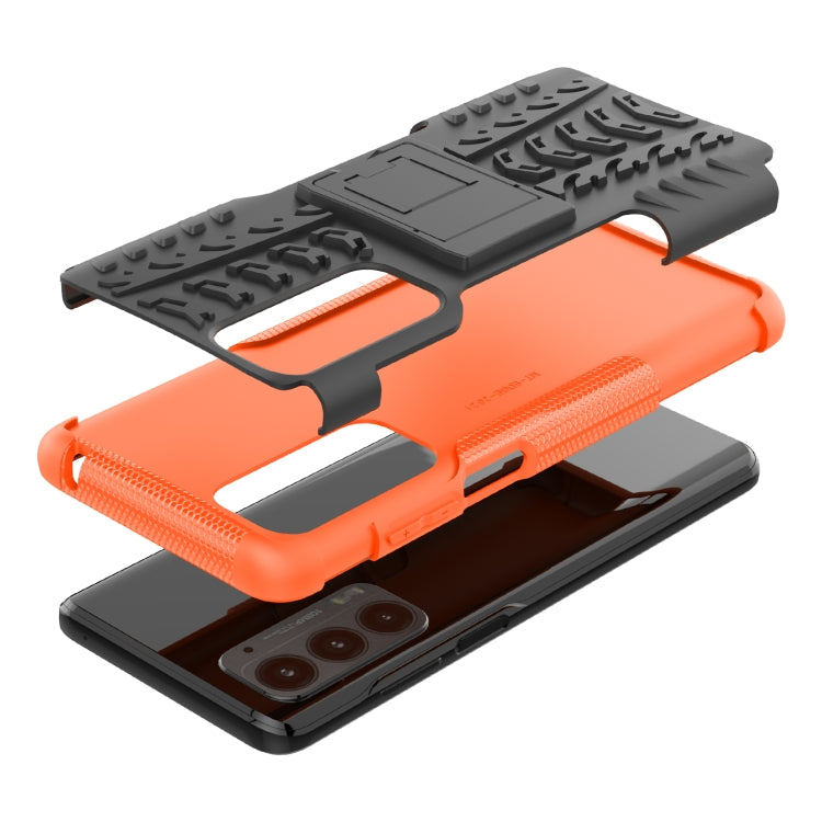 For Motorola Edge (2021) Tire Texture Shockproof TPU+PC Protective Case with Holder