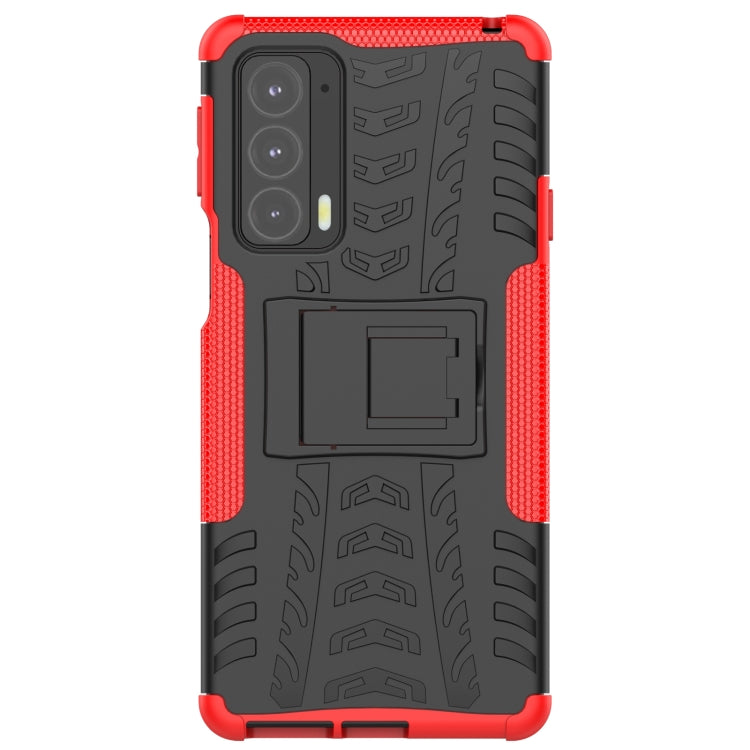 For Motorola Edge 20 Tire Texture Shockproof TPU+PC Protective Case with Holder