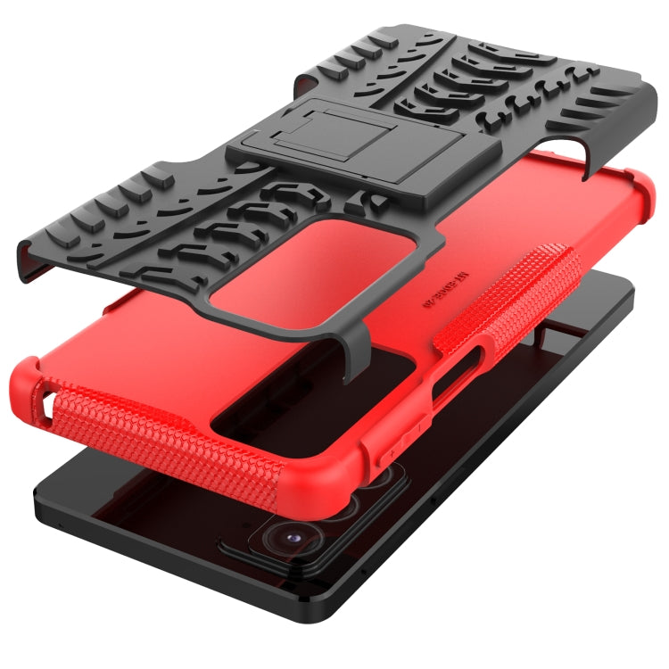 For Motorola Edge 20 Tire Texture Shockproof TPU+PC Protective Case with Holder