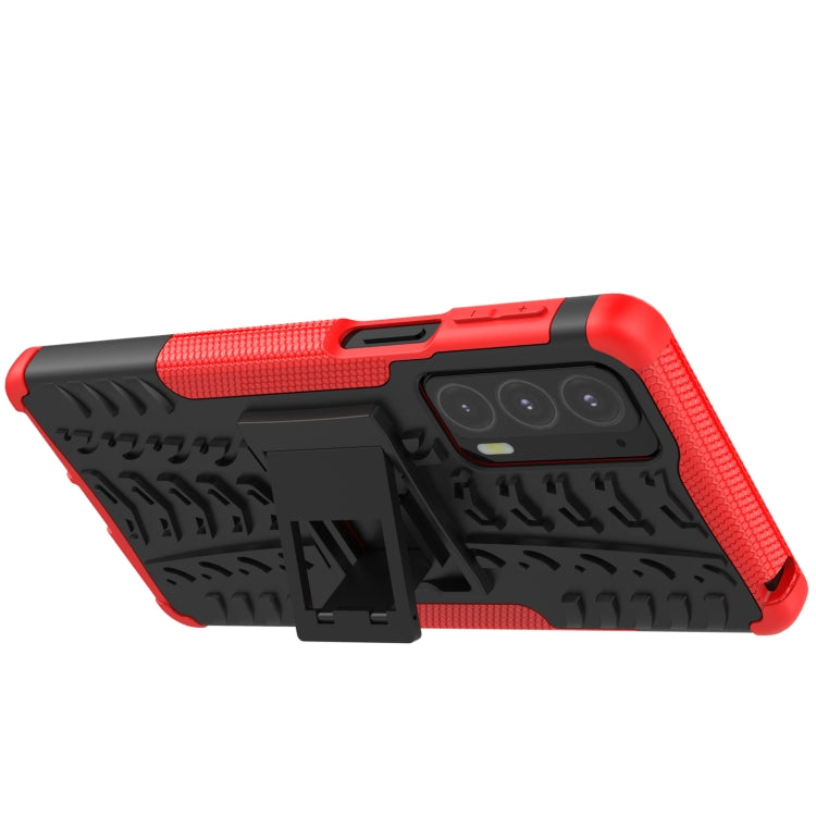 For Motorola Edge 20 Tire Texture Shockproof TPU+PC Protective Case with Holder