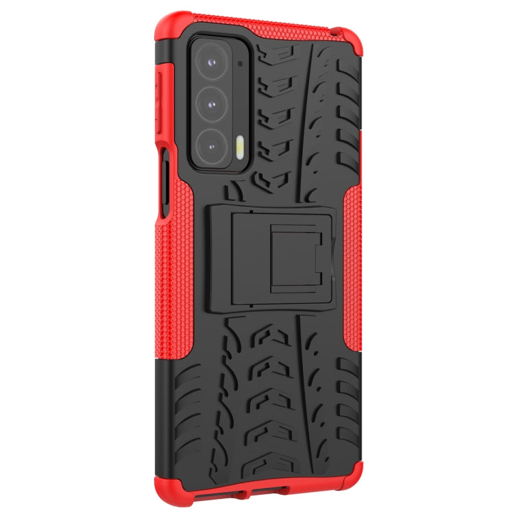 For Motorola Edge 20 Tire Texture Shockproof TPU+PC Protective Case with Holder