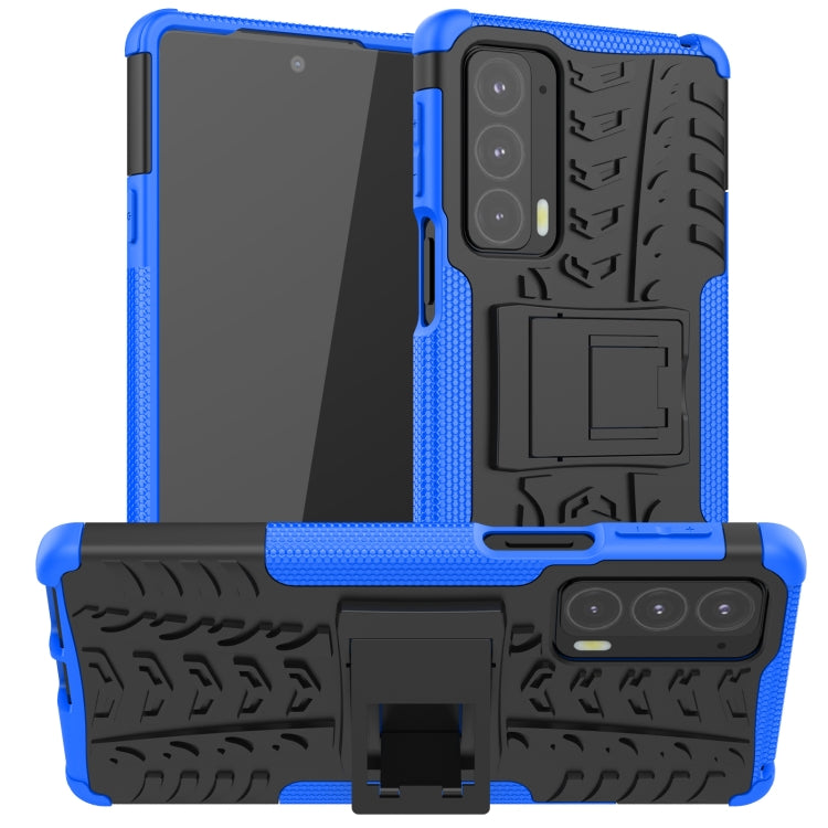 For Motorola Edge 20 Tire Texture Shockproof TPU+PC Protective Case with Holder