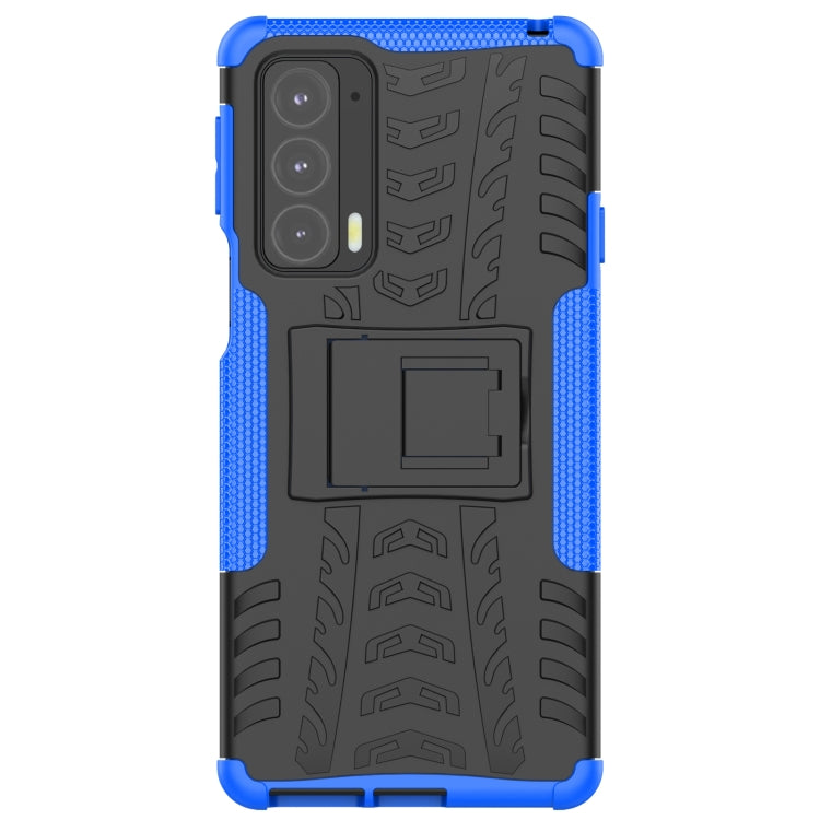 For Motorola Edge 20 Tire Texture Shockproof TPU+PC Protective Case with Holder