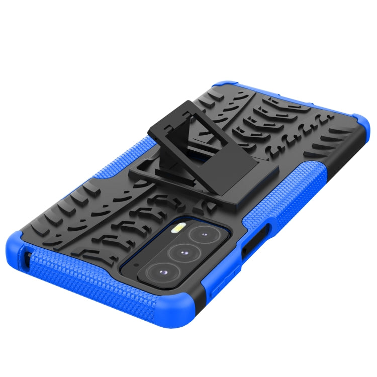 For Motorola Edge 20 Tire Texture Shockproof TPU+PC Protective Case with Holder