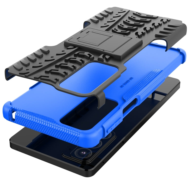 For Motorola Edge 20 Tire Texture Shockproof TPU+PC Protective Case with Holder
