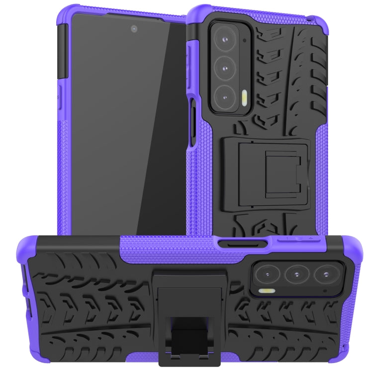 For Motorola Edge 20 Tire Texture Shockproof TPU+PC Protective Case with Holder