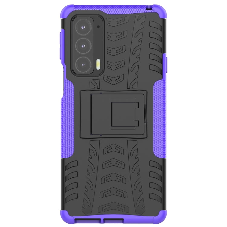 For Motorola Edge 20 Tire Texture Shockproof TPU+PC Protective Case with Holder