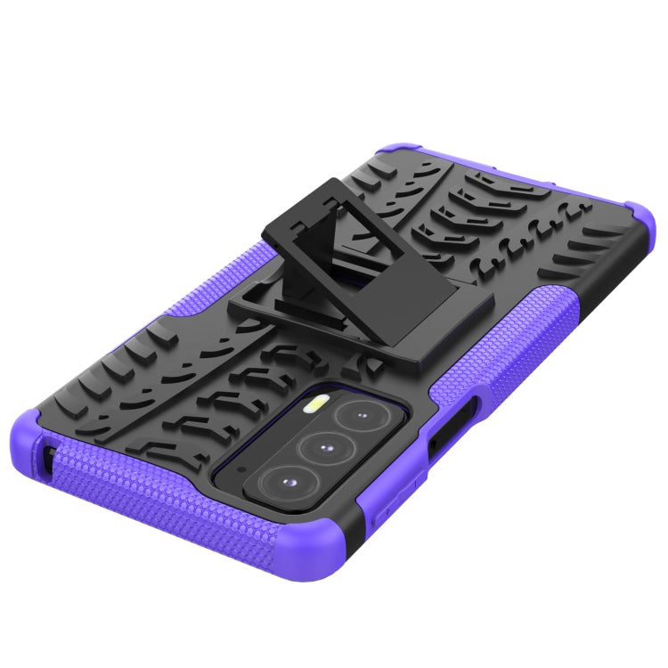For Motorola Edge 20 Tire Texture Shockproof TPU+PC Protective Case with Holder