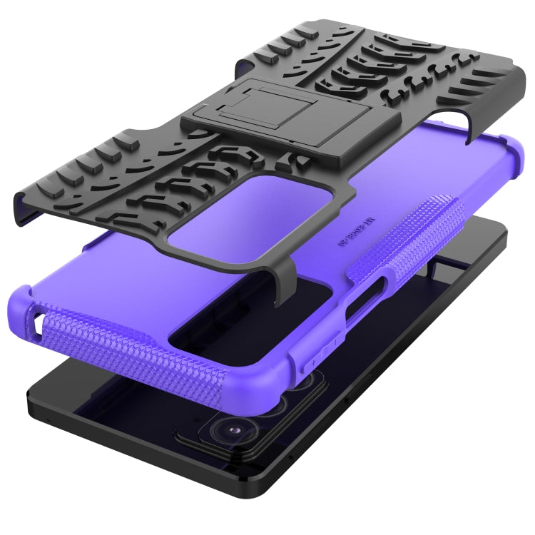 For Motorola Edge 20 Tire Texture Shockproof TPU+PC Protective Case with Holder