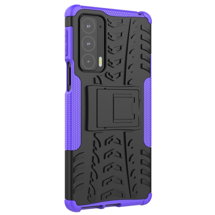 For Motorola Edge 20 Tire Texture Shockproof TPU+PC Protective Case with Holder