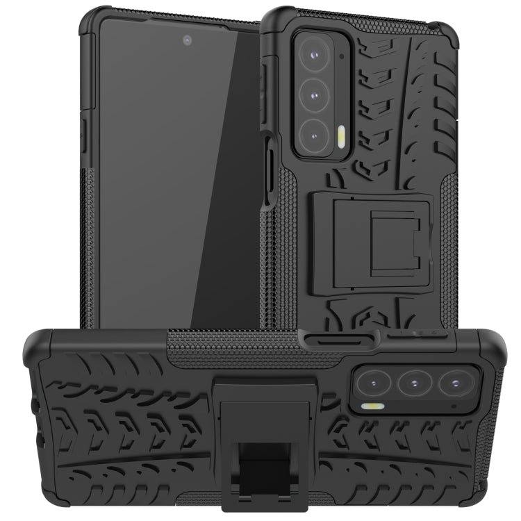 For Motorola Edge 20 Tire Texture Shockproof TPU+PC Protective Case with Holder