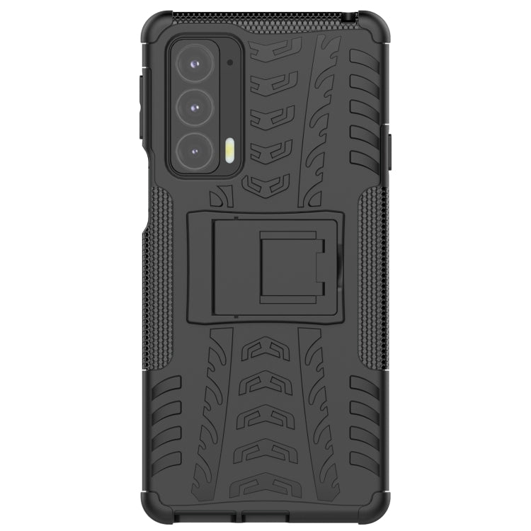 For Motorola Edge 20 Tire Texture Shockproof TPU+PC Protective Case with Holder