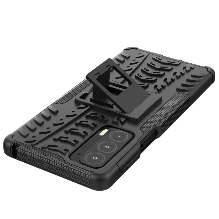 For Motorola Edge 20 Tire Texture Shockproof TPU+PC Protective Case with Holder