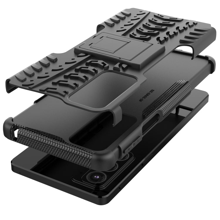 For Motorola Edge 20 Tire Texture Shockproof TPU+PC Protective Case with Holder