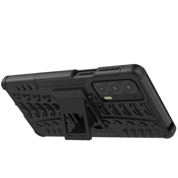 For Motorola Edge 20 Tire Texture Shockproof TPU+PC Protective Case with Holder