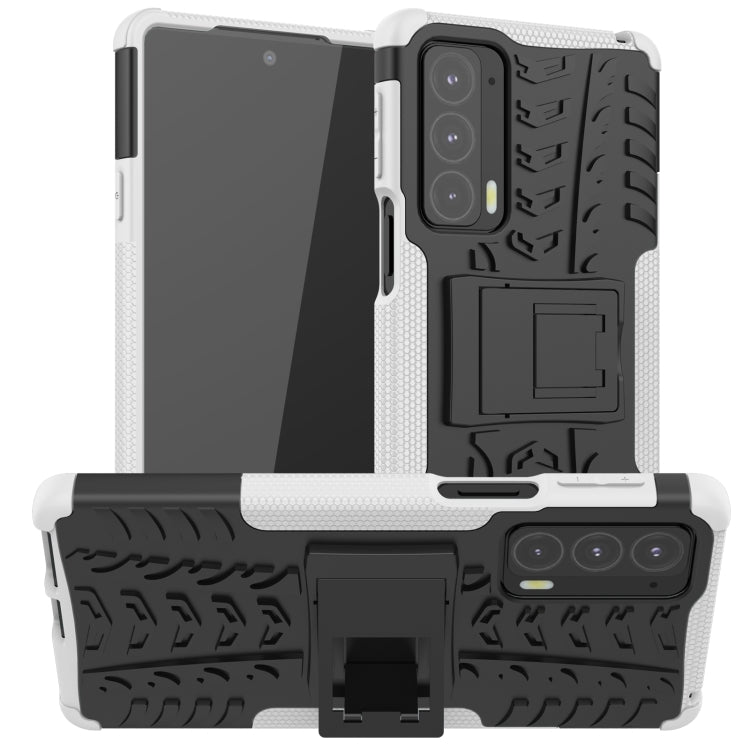 For Motorola Edge 20 Tire Texture Shockproof TPU+PC Protective Case with Holder