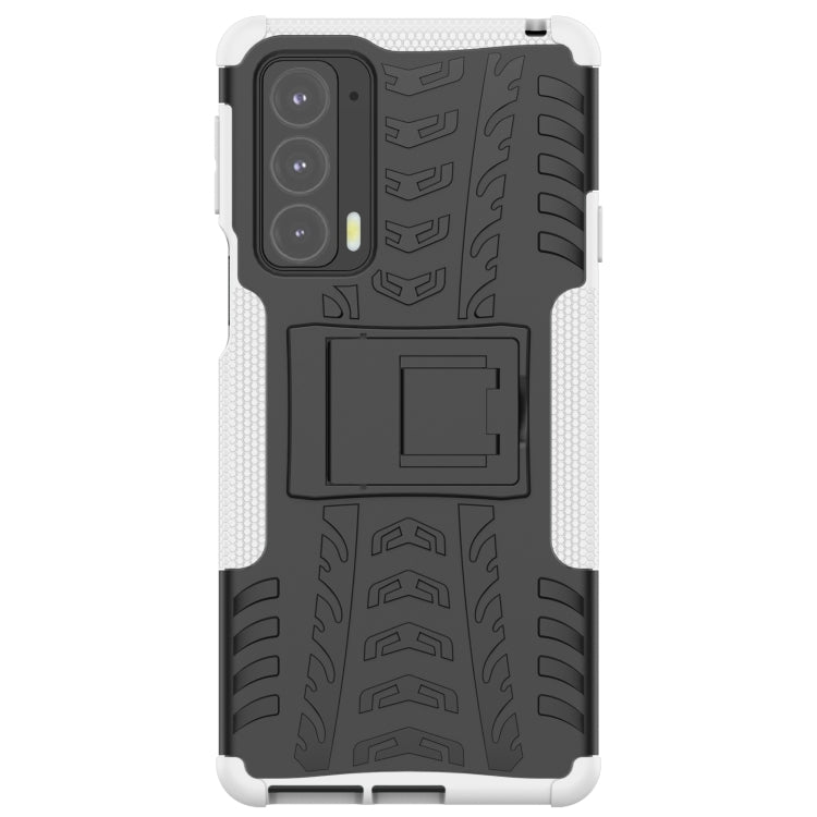 For Motorola Edge 20 Tire Texture Shockproof TPU+PC Protective Case with Holder