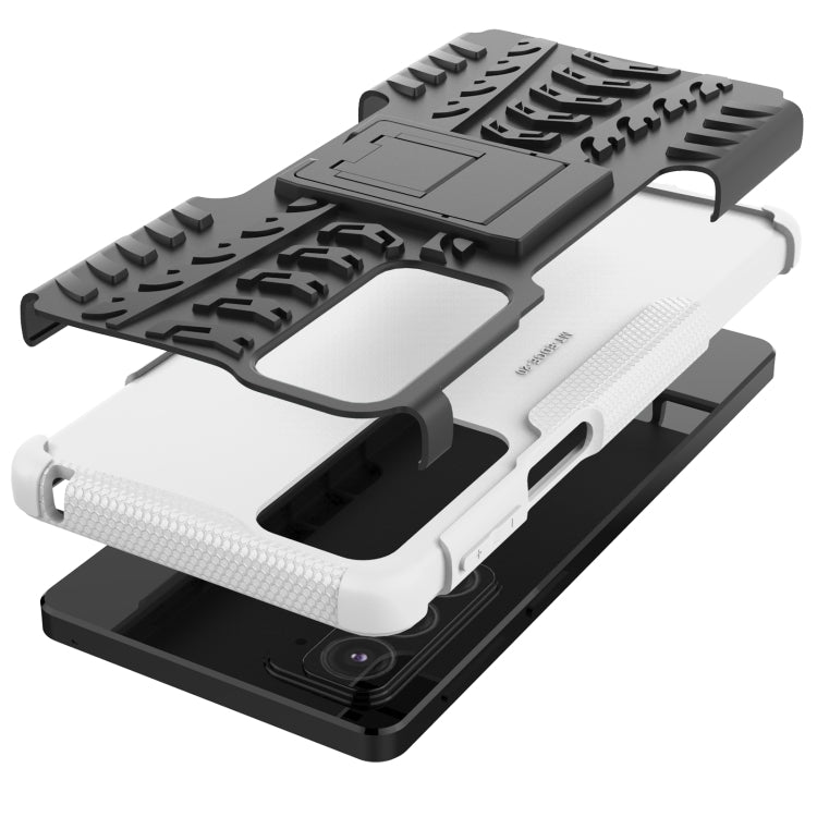 For Motorola Edge 20 Tire Texture Shockproof TPU+PC Protective Case with Holder